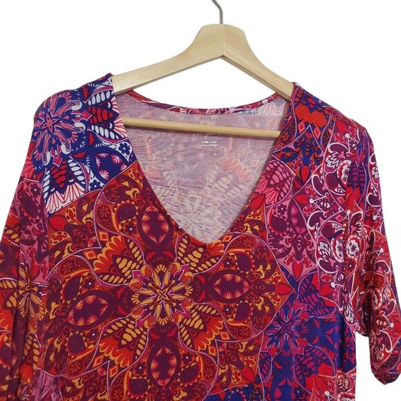 Soft Surroundings | Petite Mixed Media Half Sleeve Stretch Maxi Ankle Dress - Picture 2 of 8